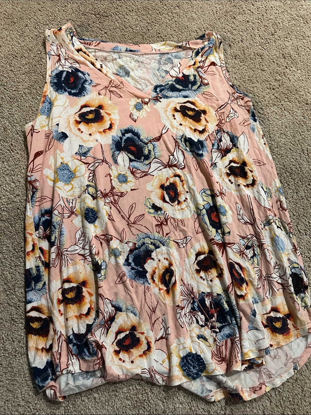 Sleeveless Floral Tank Top in Blush Pink